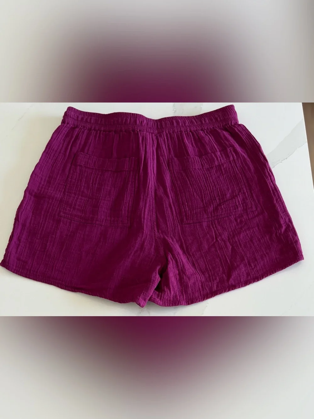 SUNDANCE XS / XSMALL GAUZE SHORTS PLUM - FRONT & BACK POCKETS GREAT PRE-OWN